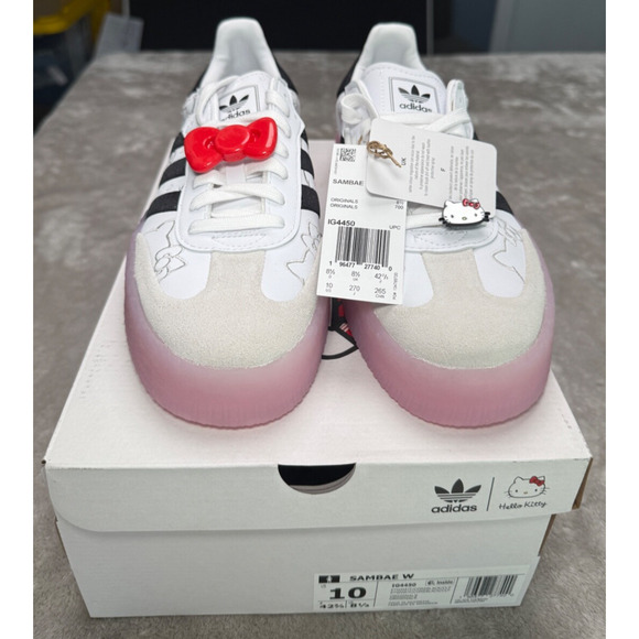 Adidas Sambae Hello Kitty White Core Black Pink Sneakers Womens Size 10 IG4450 - Picture 1 of 13